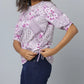 Anavarana Round Neck Western Top wtih Elbow Sleeves, Tieups on Side Seam