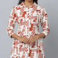 Abstract Print Loose Fit 3/4th Sleeve Dress  With Side Pockets