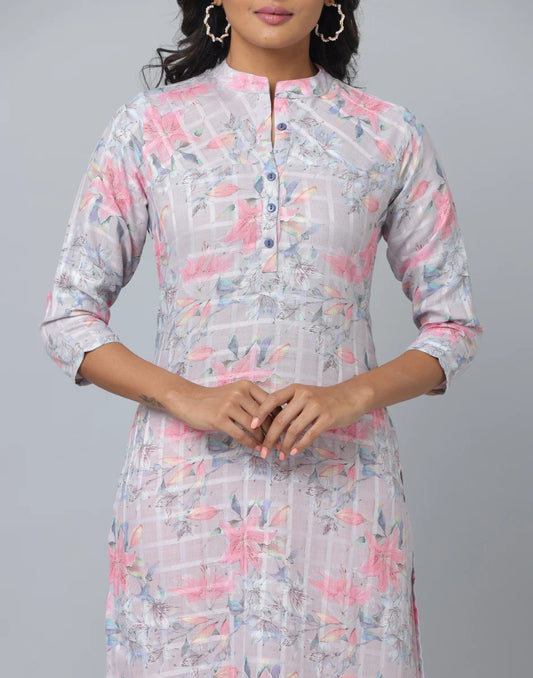 Floral Print 3/4 Sleeve Kurta