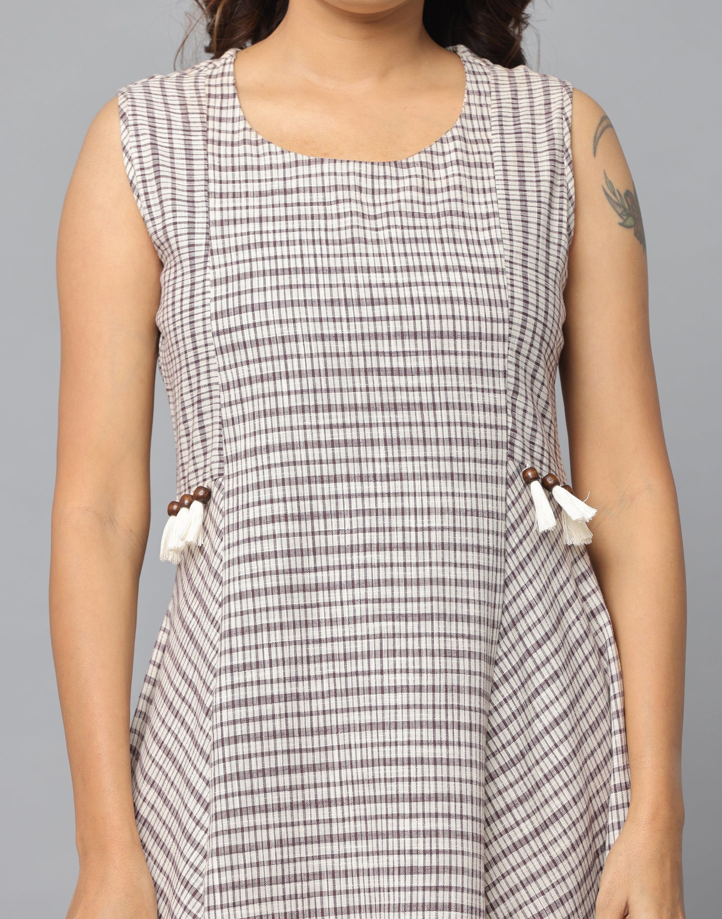 Checks Slim Fit Sleeveless Dress