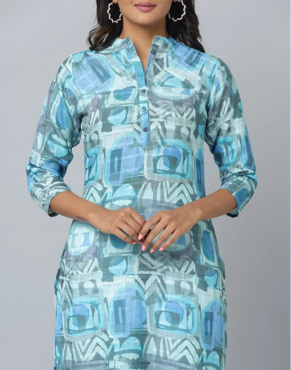 Floral Print 3/4 Sleeve Kurta