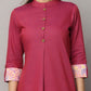 Solid U Shape Slim Fit 3/4th Sleeve Kurta