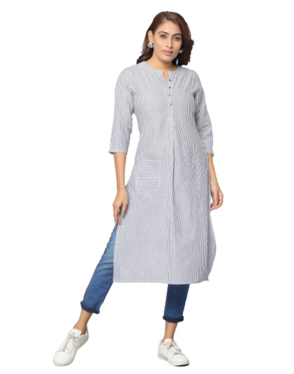 Stipe Slim Fit 3/4th Sleeve Kurta