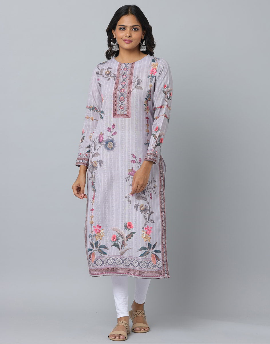 Floral Print Full Sleeve Kurta