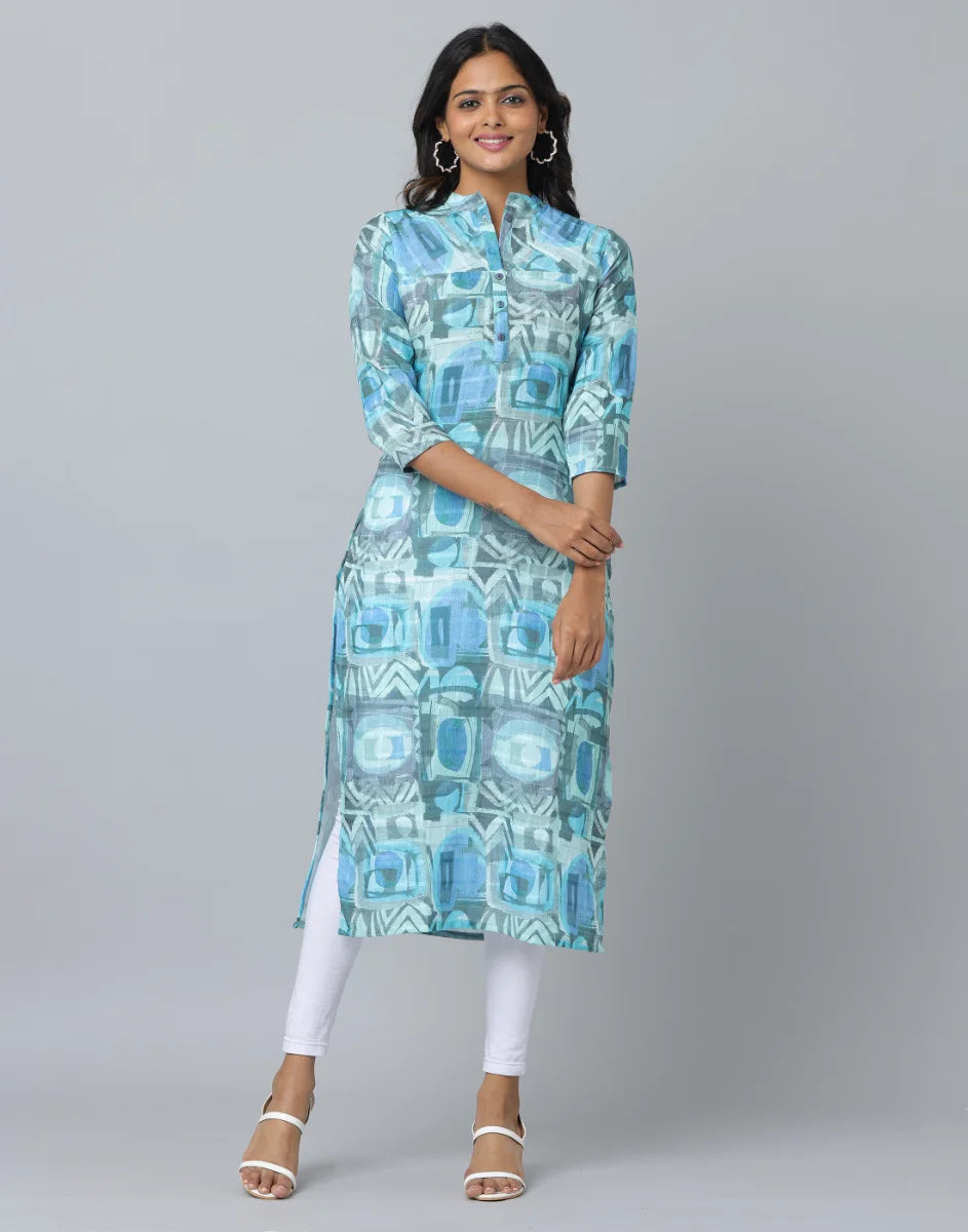 Floral Print 3/4 Sleeve Kurta