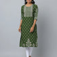 Floral Print Slim Fit 3/4th Sleeve Kurta