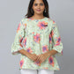 Anavarana 3/4 Sleeve Frock Style Floral Short Top