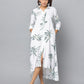 Floral Print Slim Fit 3/4th Sleeve Dress With Side Pockets