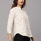 High V Neck Top 3/4th Sleeve With Cuff & Button