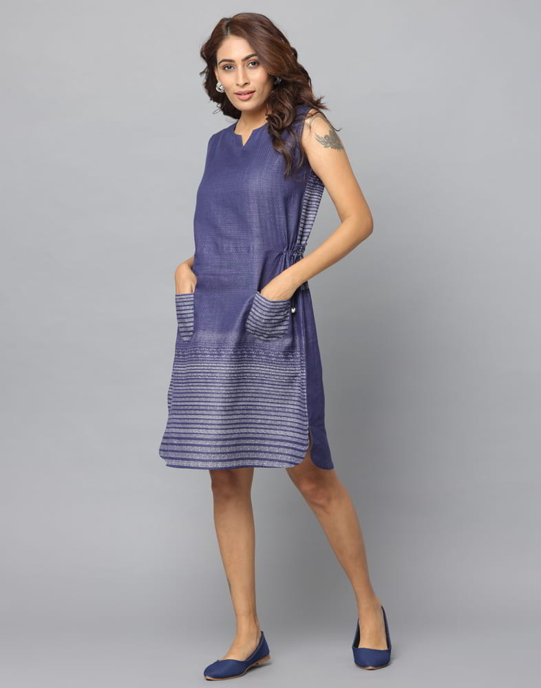 Engineered Stripe Slim Fit Sleeveless Dress