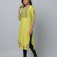 Floral Print Slim Fit 3/4th Sleeve Kurta