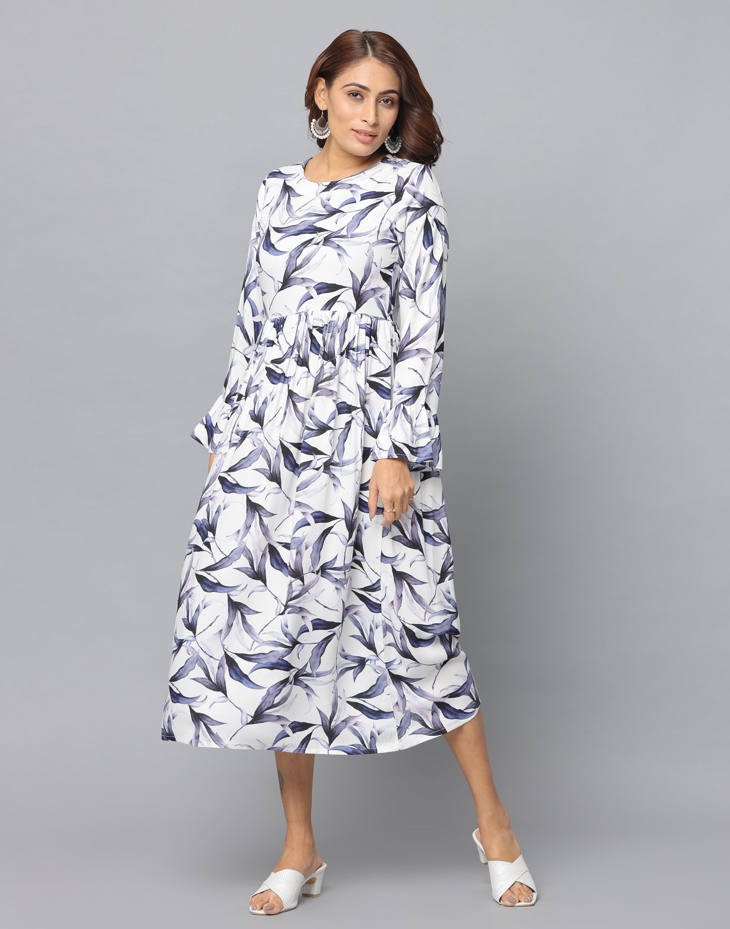 Floral Print Slim Fit Long Sleeve Dress