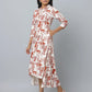 Abstract Print Loose Fit 3/4th Sleeve Dress  With Side Pockets