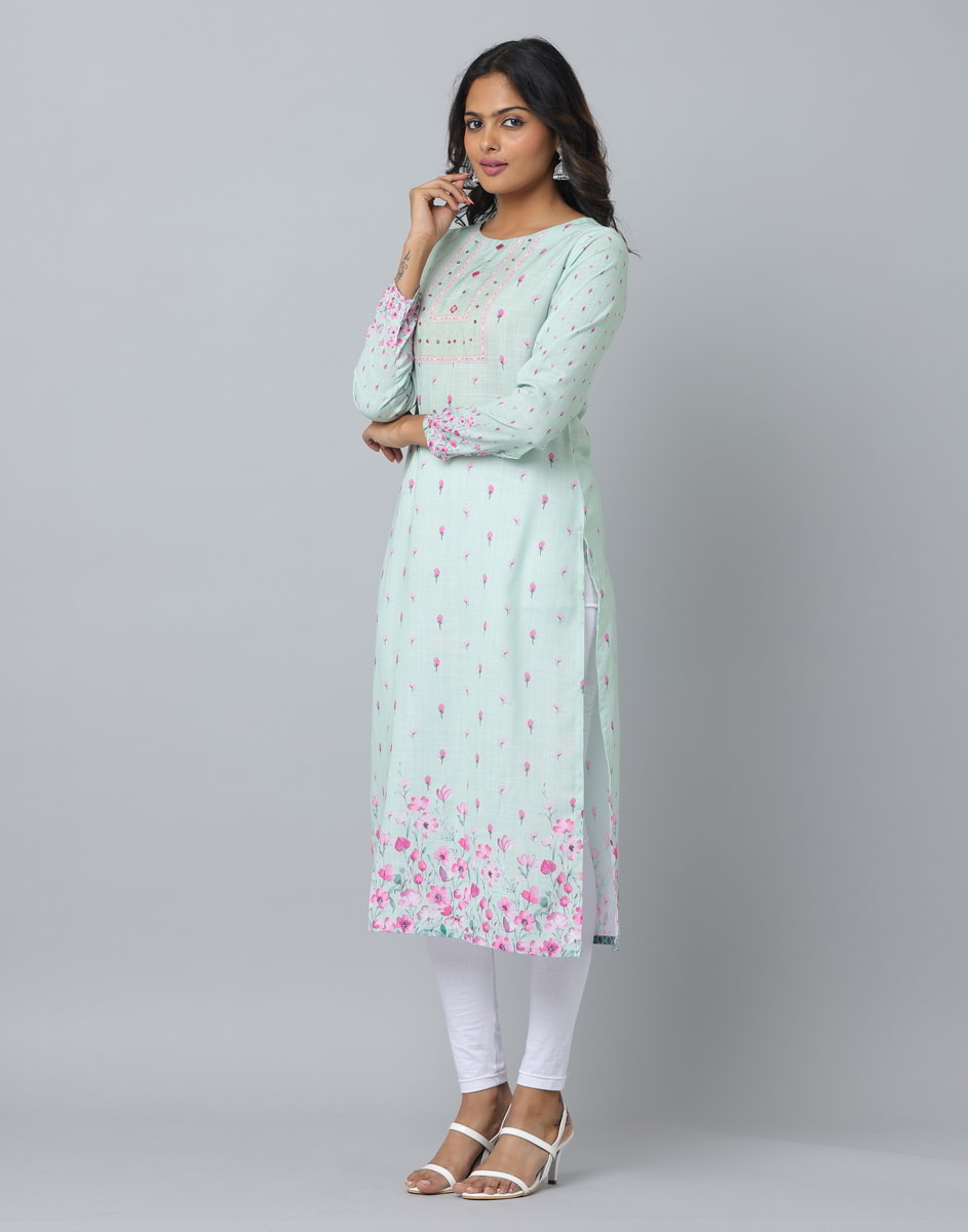 Floral Print Full Sleeve Kurta