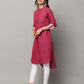 Solid U Shape Slim Fit 3/4th Sleeve Kurta