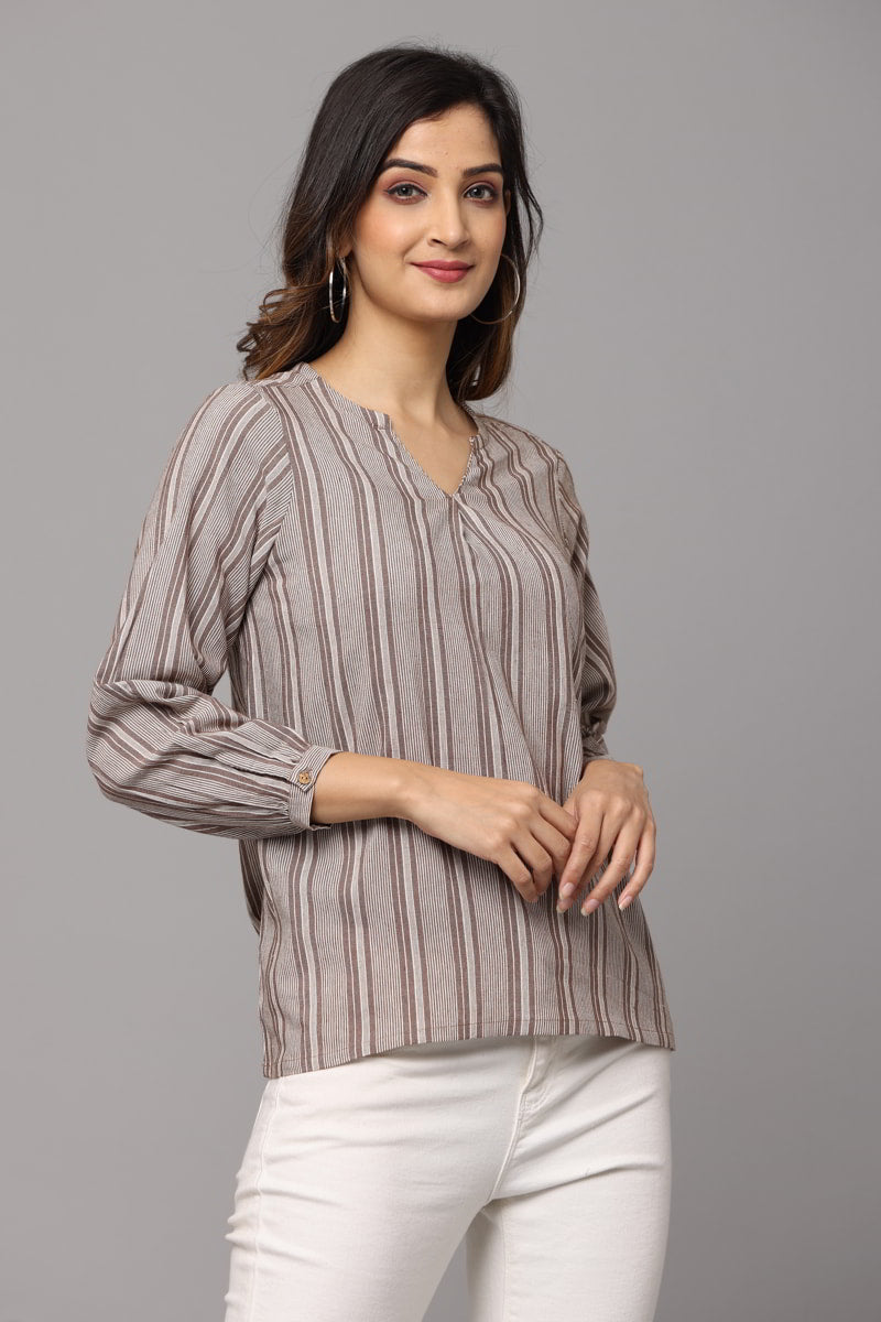 V Neck Top with 3/4th sleeves