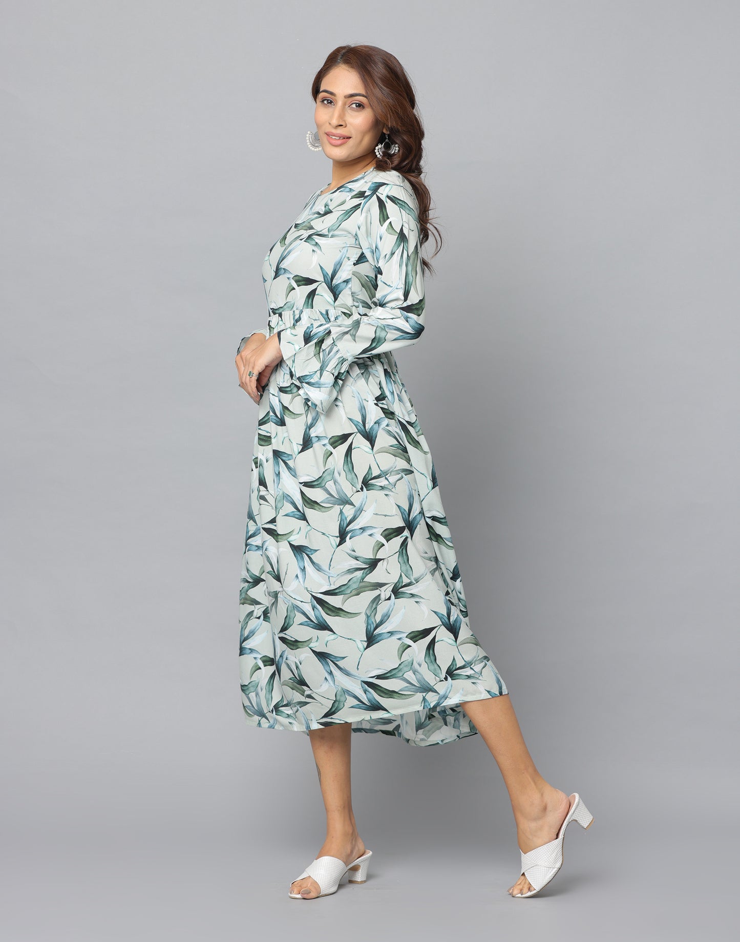 Floral Print Slim Fit Long Sleeve Dress