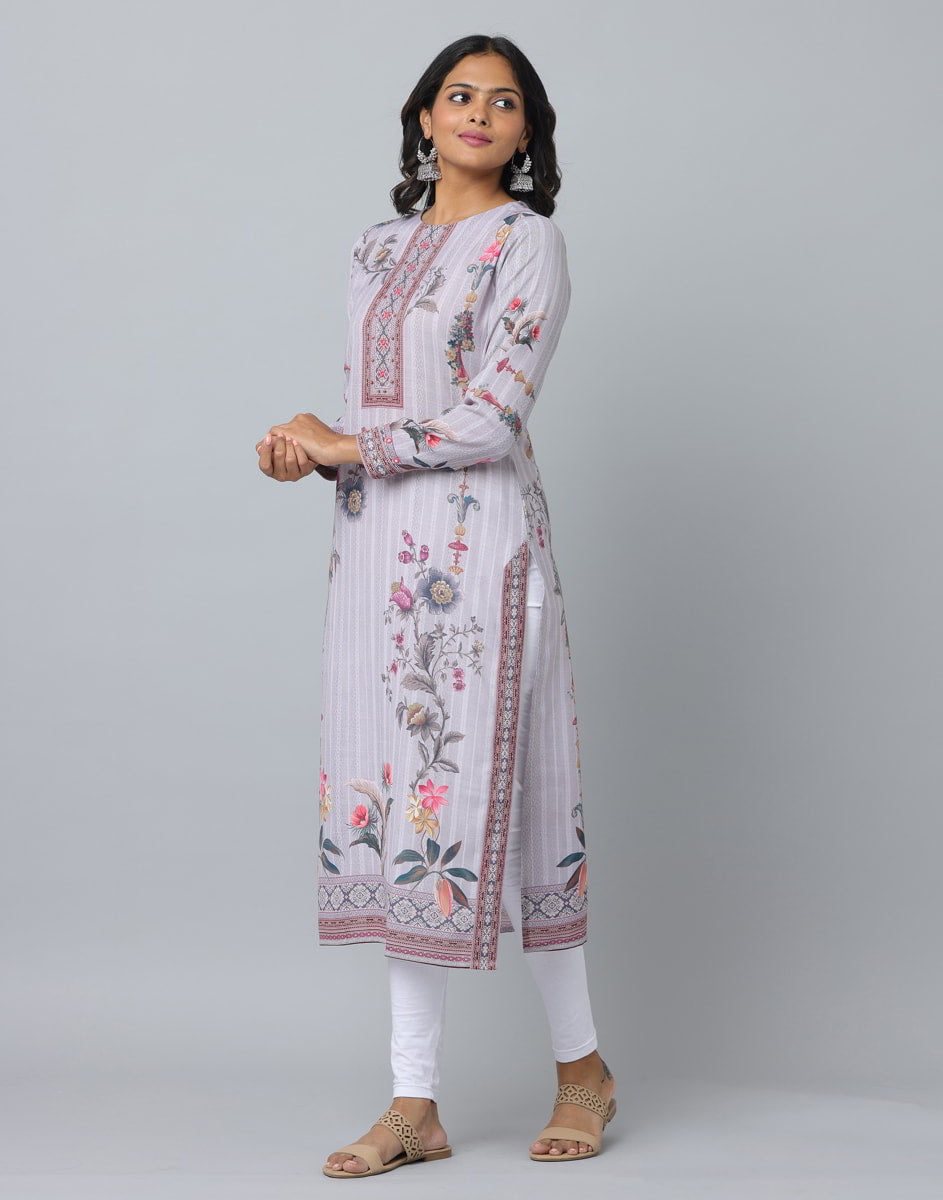 Floral Print Full Sleeve Kurta