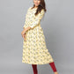 Floral Printed Loose Fit 3/4th Sleeve Kurta