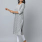 Floral Print Slim Fit 3/4th Sleeve Kurta