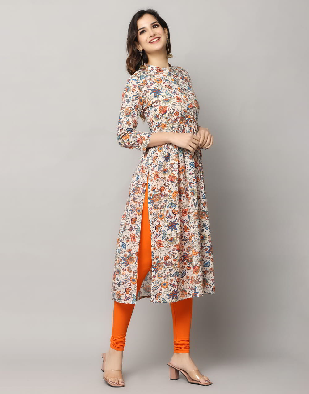 Printed Naira Cut Slim Fit 3/4th Sleeve Kurta