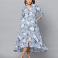 Floral Print Slim Fit 3/4th Sleeve Dress With Side Pockets