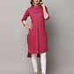 Solid U Shape Slim Fit 3/4th Sleeve Kurta