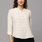 High V Neck Top 3/4th Sleeve With Cuff & Button