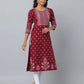 Floral Print Slim Fit 3/4th Sleeve Kurta