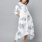 Floral Print Slim Fit 3/4th Sleeve Dress With Side Pockets