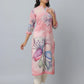 Anavarana Printed Kurta With Mandarin Collar WIth 3/4 Length Sleeve