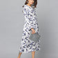 Floral Print Slim Fit Long Sleeve Dress