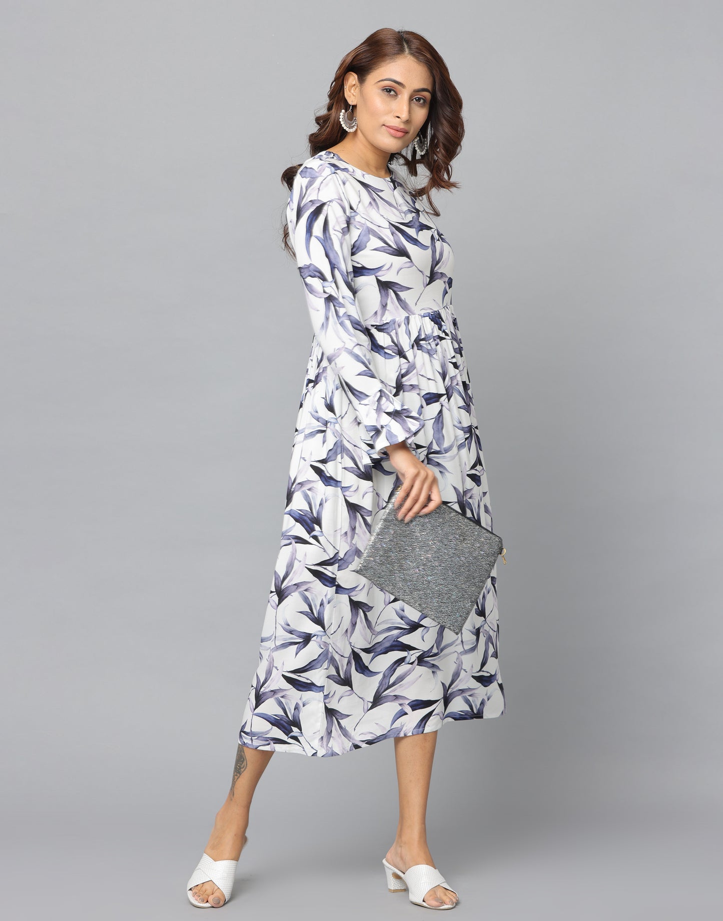 Floral Print Slim Fit Long Sleeve Dress