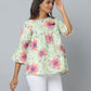 Anavarana 3/4 Sleeve Frock Style Floral Short Top