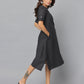 Polka Dot Casual Fit Side Slit Half Sleeve A Line Dress