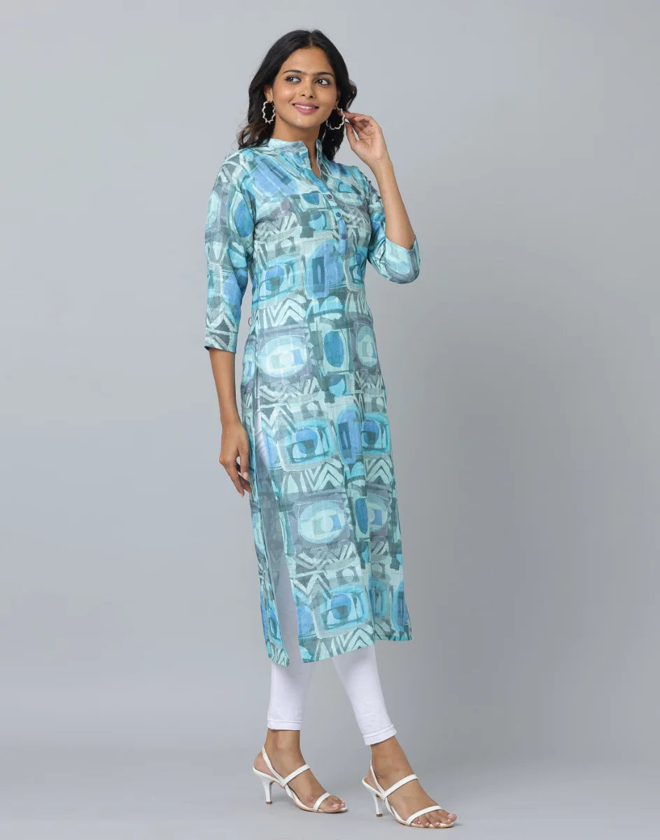 Floral Print 3/4 Sleeve Kurta