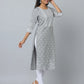 Floral Print Slim Fit 3/4th Sleeve Kurta