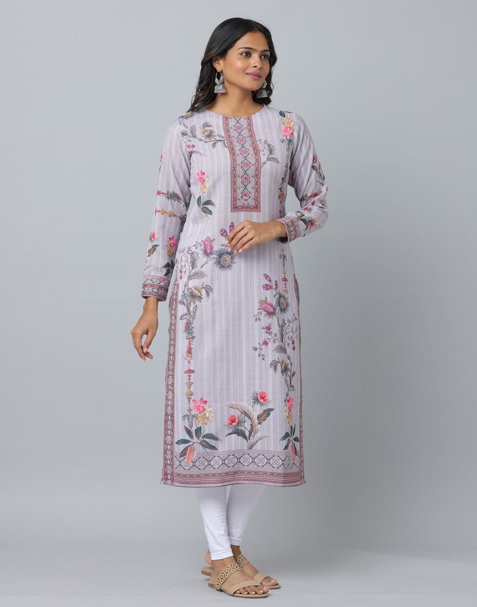 Floral Print Full Sleeve Kurta