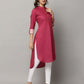 Solid U Shape Slim Fit 3/4th Sleeve Kurta