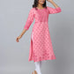 Floral Print Slim Fit 3/4th Sleeve Kurta