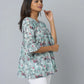 Anavarana Printed Frock Style Short Top WIth 3/4 Frilled End Sleeve