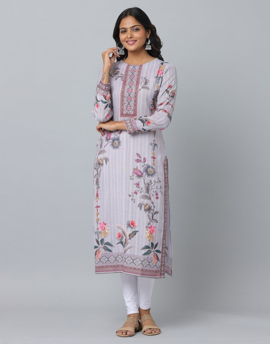 Floral Print Full Sleeve Kurta