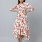 Abstract Print Loose Fit 3/4th Sleeve Dress  With Side Pockets