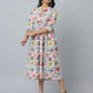 Floral Printed 3/4th Sleeve Casual Dress