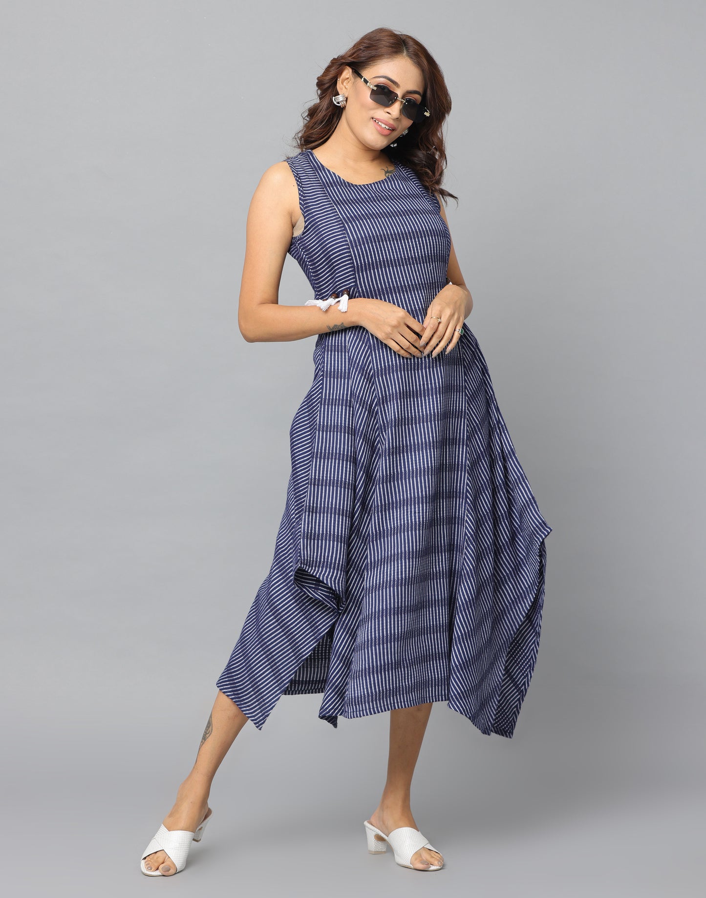 Checks Slim Fit Sleeveless Dress