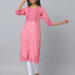 Floral Print Slim Fit 3/4th Sleeve Kurta