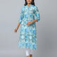 Floral Print 3/4 Sleeve Kurta