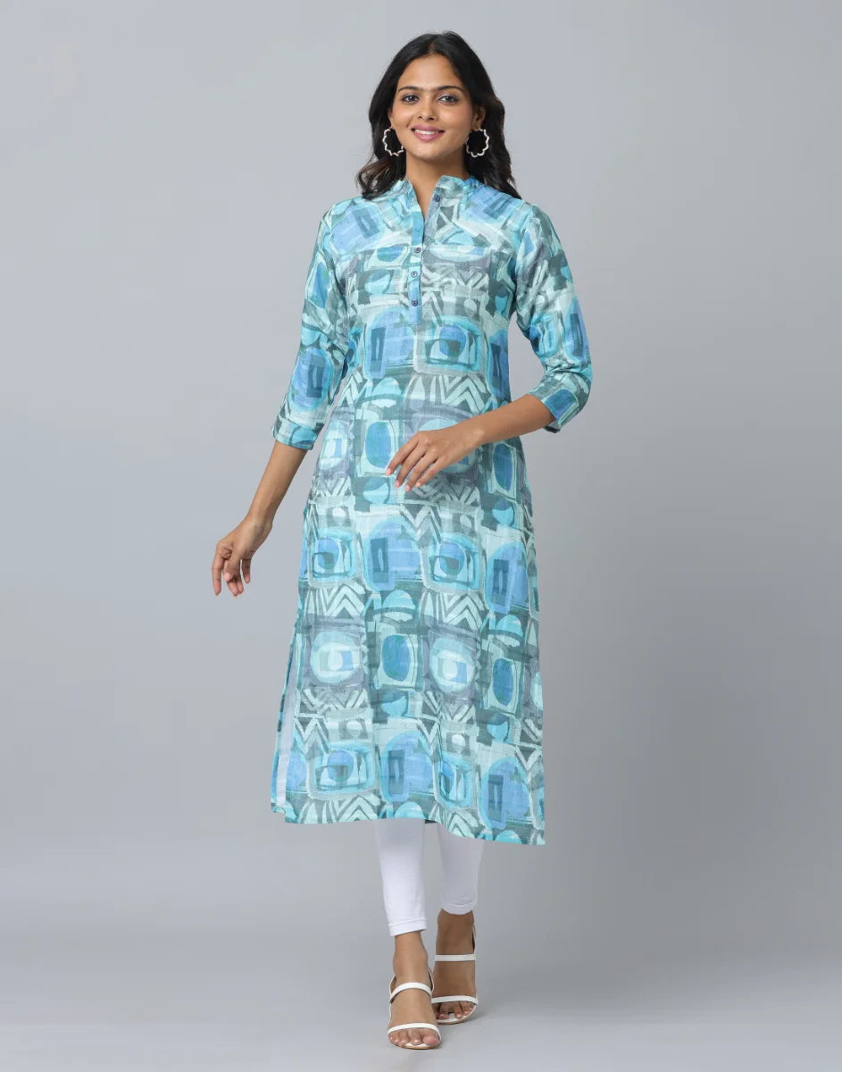 Floral Print 3/4 Sleeve Kurta